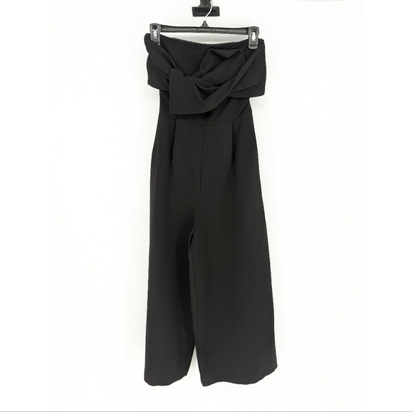 Topshop Strapless Wide Leg Jumpsuit Black 2 cocktail party evening minimalist - Picture 1 of 7